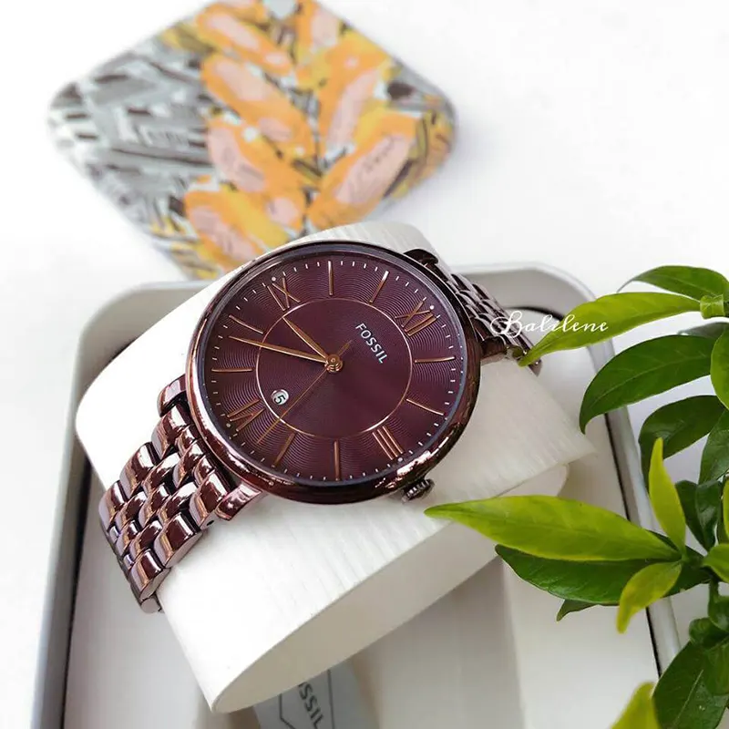 Fossil Jacqueline Wine Dial Casual Ladies Watch- ES4100